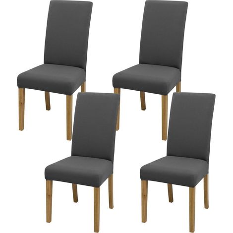 Dehnbare Stuhlbezüge 4er Set, Milchseide Grau, für Esszimmer & Küche (1/5)