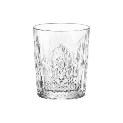 Bormioli Set di 4 Bicchieri Doppi Whisky Pietra Bartender 390ml Trasparenti per Cocktail e Liquore