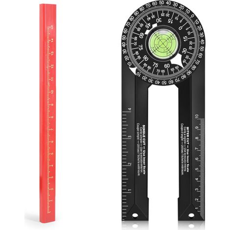 Miter saw protractor, woodworking cutting positioner, angle gauge, 360° horizontal detector, precise measurement of inside and outside angles (1/5)
