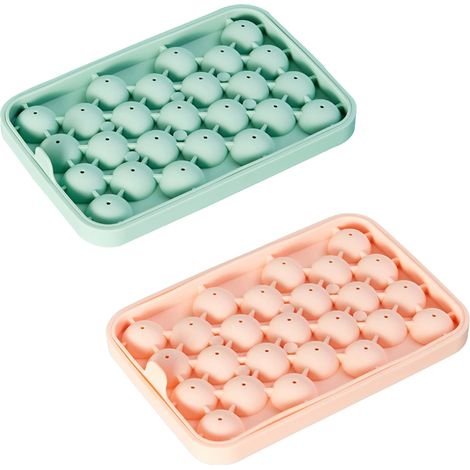 Bac à glaçons rond en silicone, lot de 2. Moules à glaçons ronds pour congélateur. Idéal pour whisky, thé, glaçons et cocktails. (1/5)