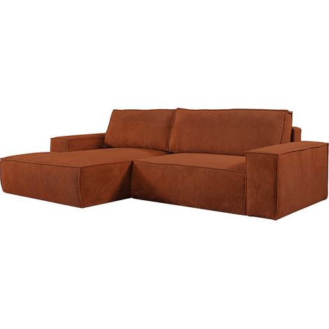 Divano letto angolo a sinistra in Velluto a coste Terracotta - AMELIA (1/4)