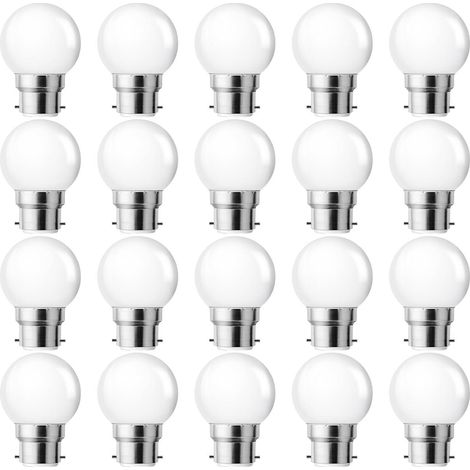 Ampoule Baillonette LED B22 1W,Ampoule LED B22,Ampoule à Baïonnette Blanc Chaud 2700K,Équivalent Ampoules 5W,Plastique,Non Dimmable,Lot de 20 (1/5)