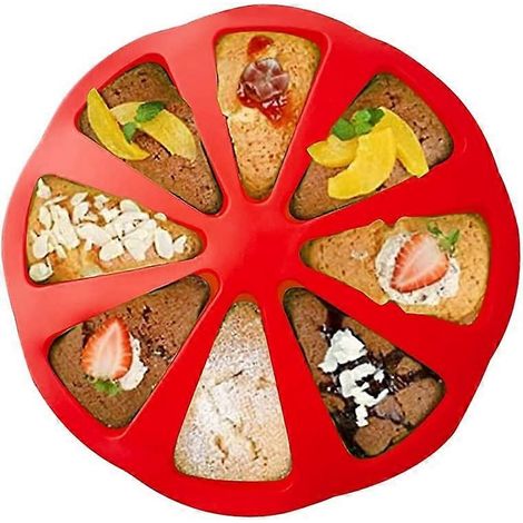 Moules à pâtisserie en silicone : moule à gâteau triangulaire, moule à gâteau rond à 8 cavités, moule à gâteau au chocolat, moule à biscuits, moule à pizza. (1/5)