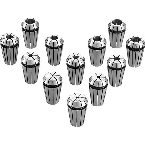 Mophorn Ensemble de 12 pinces ER16 (1/16"-13/32"), mandrin à ressort ER16 pour machines CNC, haute précision (0,0008"), outil de tournage avec boîte de rangement, fabriqué en acier allié (1/5)