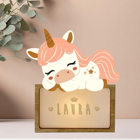 Lampe Veilleuse Bébé Personnalisée et Veilleuse Enfant Personnalisée Licorne - Accesoire Cadeau Bebe naissance personnalisé Garcon et Fille - Lampe de Chevet Chambre, Decoration Chambre Bebe (1/5)