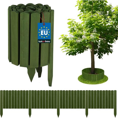 KOTARBAU® Bordure Jardin Exterieur Bois - 200 x 30 cm - Cloture Bois Jardin - Vert - Palissade Flexible - Décoration Jardin (1/5)