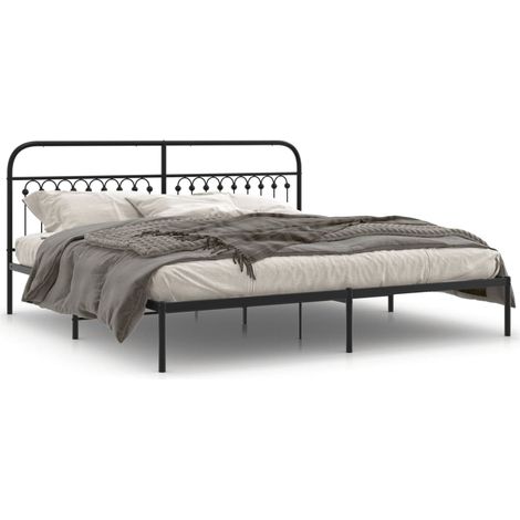 Lit double,Lit adulte,Cadre de lit métal sans matelas avec tête de lit noir 200x200cm CFW2714845 (1/5)