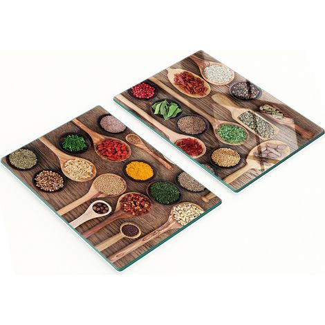 Tablas de cocina de vidrio templado con gr谩ficos de especias y hierbas 2x40x52 cm (1/5)