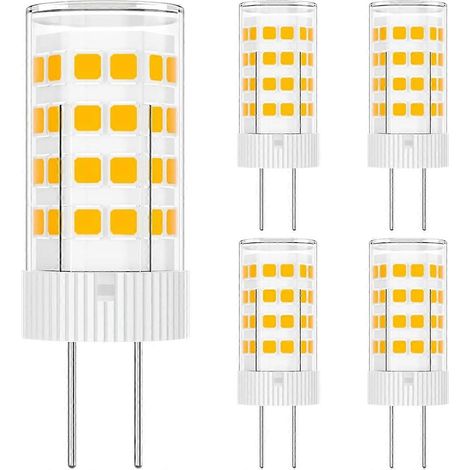 Ampoule LED G4, ampoule pour hotte aspirante AC/DC12, 5 W équivalent à une ampoule halogène de 50 W, blanc chaud 3000 K, LED fluorescente 12 volts non dimmable, lot de 5 (1/4)