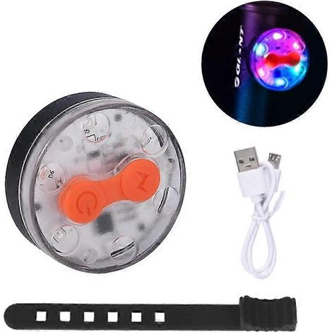 Feu arrière de vélo 8 LED rouge et bleu, lampe d'épaule style police, rechargeable par USB, clignotant, lampe torche de sécurité pour VTT, accessoires de vélo, type 2 couleurs (1/5)