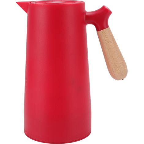 Thermos Café 1L Isolation 12h avec Bec Verseur et Poignée Bois pour Maison Camping Randonnée Rouge (1/5)