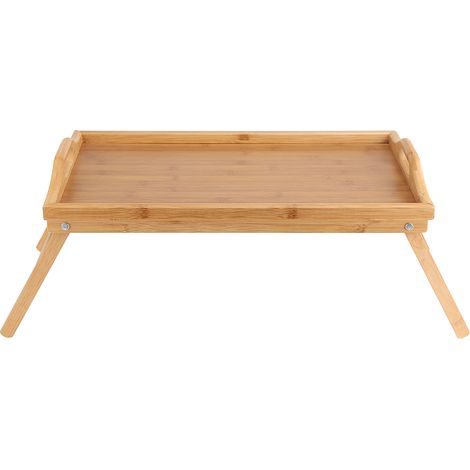 Plateau de lit Portable en bois de bambou, bureau d'ordinateur Portable pour petit déjeuner, Table de service de thé et de nourriture, pieds pliants (1/5)