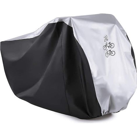 Doppelte Abdeckung für 2 Fahrräder oder Roller, aus extrem widerstandsfähigem 190T Nylon, wasserdicht und UV-beständig, mit Staubschutz. (1/5)