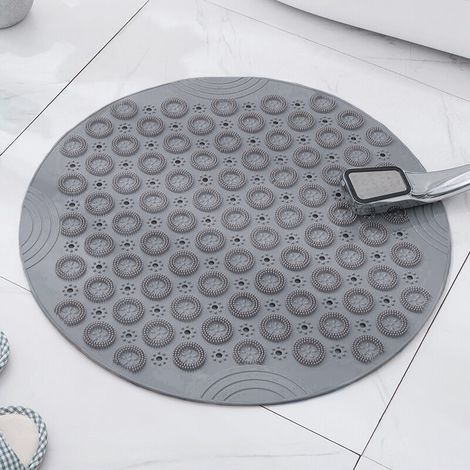 Tappetino da bagno rotondo massaggiante in PVC (grigio, 30 x 30 cm), tappetino antiscivolo per doccia, tappetino da bagno, lavabile in lavatrice, tappetino per vasca da bagno con fori di drenaggio e v (1/3)