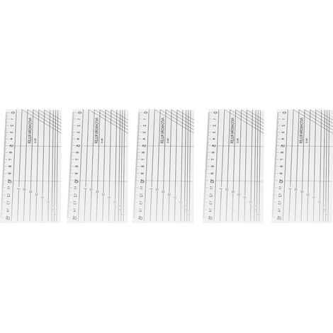 Règle en acrylique transparente PR-15, lot de 5, pour dessin, découpe, couture, patchwork et bricolage - Outil de mesure précis (1/5)