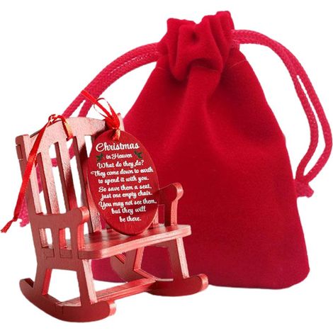 Colgante de silla, madera, rojo, adorno navideño, decoración para el árbol, recuerdo familiar (1/5)