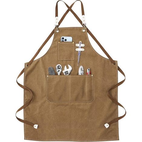 Tablier de Soudure-Tablier de Travail avec Poches, Sangle Croisée Réglable au dos pour Hommes et Femmes, Parfait pour le Jardin, la Cuisine, le Garage 78  57cm