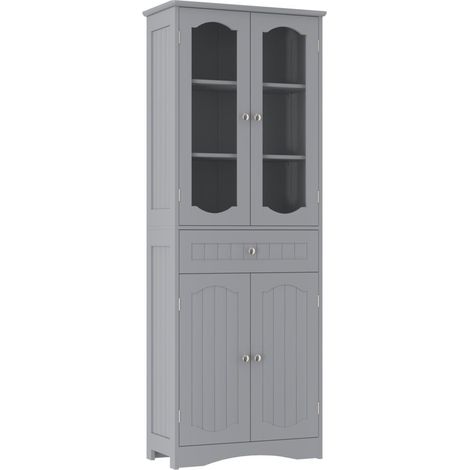 Freistehender Badezimmerschrank mit 4 Türen und Schublade, 160 cm