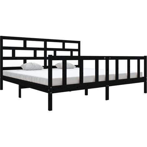 Maison Exclusive - Massivholzbett Schwarz Kiefer 200x200 cm
