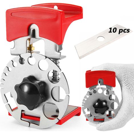 royaluxe -Outil de denudage de fil Outil de denudage de cable manuel a profond reglable Outil de recyclage de ferraille de fil de cuivre pour fil de 3/64-7/16 pouces avec 10 lames (1/5)