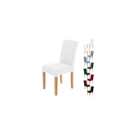 Lot de 6 housses de chaise extensibles blanches, amovibles et lavables, protection universelle (1/3)