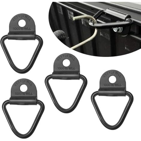 Lot de 4 crochets d'arrimage pour coffre de voiture - 5,6 x 5,9 cm - Forme triangulaire creuse - Multifonction - Accessoire portable - Pour voitures, véhicules tout-terrain, remorques, SUV (1/5)