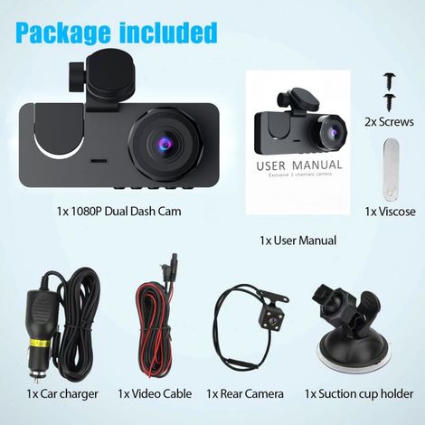 1080p Dashcam Voiture Avant Arrière, Wi-FI GPS Caméra Voiture , Camera Voiture à 3 canaux Grand Angle 170°, Vision Nocturne,WDR,G-Capteur,Mode Stationnement 24H,Enregistrement en Boucle (1/4)