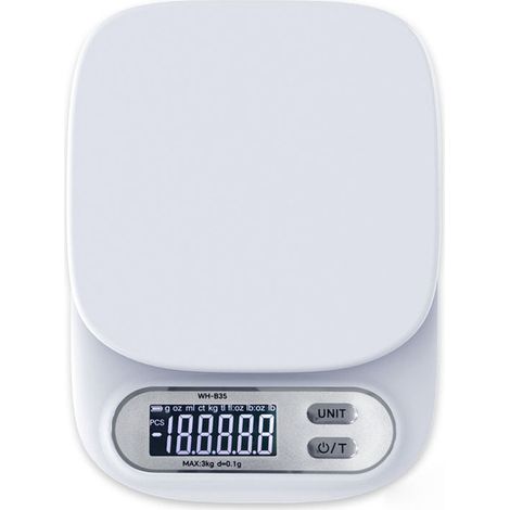 Balance à café - Balance de cuisine - Balance de cuisine numérique - Balance de précision - 3 kg 0,1 g - Blanche - ABS (1/5)