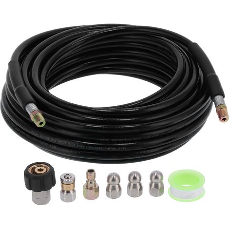 Nettoyeur haute pression Kit déboucheur canalisation 5800 PSI, tuyau 30m, 1/4 NPT (1/5)