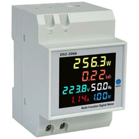 Compteur d'énergie électrique numérique multifonctionnel D52-2066 100A compteur d'énergie électrique de type rail AC250-450V