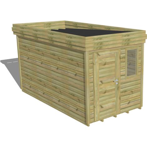 ABRI DE JARDIN bois Pin autoclave 27mm - 2,14x4,34m / 9,3m2 - Bac acier - Plancher bois (1/5)