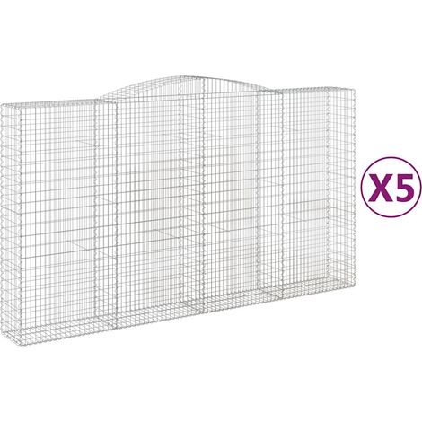 Paniers à gabions arqués 5 pcs  Mur en gabion 400x50x220/240 cm Fer galvanisé
