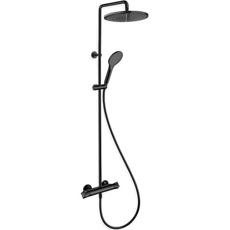 Cristina Ondyna – Colonne de douche thermostatique Black mat – Pomme de douche laiton Ø 25 cm – Flexible 150 cm – Mitigeur thermostatique Vernet - TE49413 (1/3)
