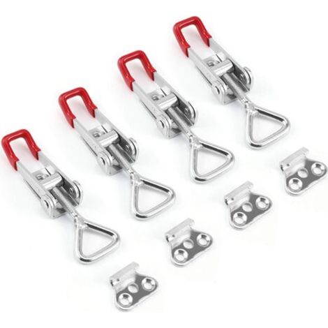 Lot de 4 verrous coulissants antirouille, à levier, capacité de charge de 100 kg, idéaux pour portes, armoires et valises. (1/5)