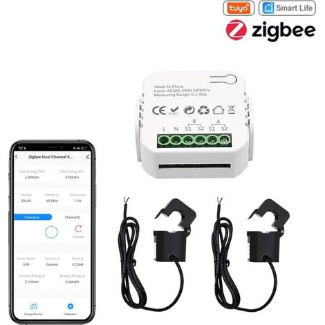 FOGCITY Compteur d'énergie intelligent Tuya Wifi,compteur de surveillance bidirectionnel de la consommation d'énergie du système photovoltaïque solaire,moniteur de puissance de contrôle d'application (1/5)