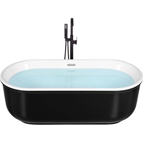 Bañera independiente acrílico sanitario negro brillante ovalado diseño minimalista moderno Pinel (1/5)