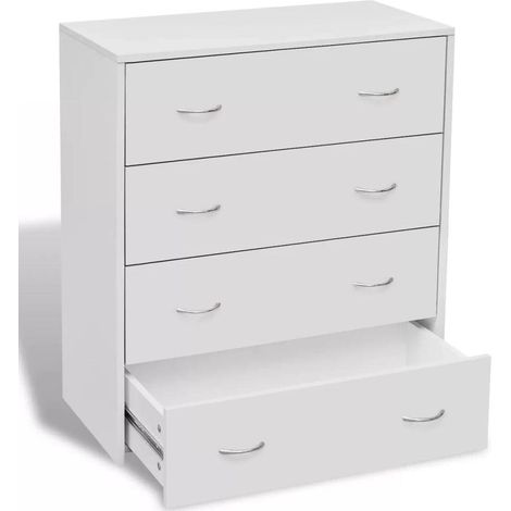 Buffet credenza mobiletto consolle mobile contenitore con 4 cassetti 71 cm bianco 4402003
