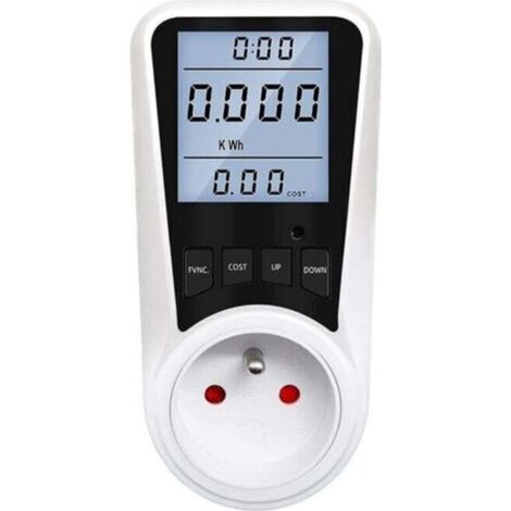 Stromzählerstecker mit 7 Modi, max. 3680 W, Wattmeter-Energiezählerstecker, Energiezähler mit LCD-Anzeige zur Energieeinsparung – Weiß (1/5)