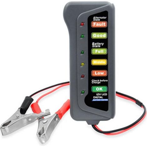 Testeur de charge de batterie Testeur de batterie de voiture Testeur d'alternateur numérique 12V 6 LED Lumières Affichage Testeur de batterie automatique Outil de diagnostic de voitures(Digital tester (1/5)