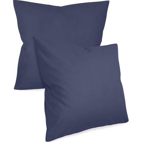 Taie Oreiller 80x80 Unie - Lot de 2 Taies d'oreillers 80x80, 100% Coton Doux, Respirantes et Confortables, Design Discret 1154.1498, Anthracite (1/5)