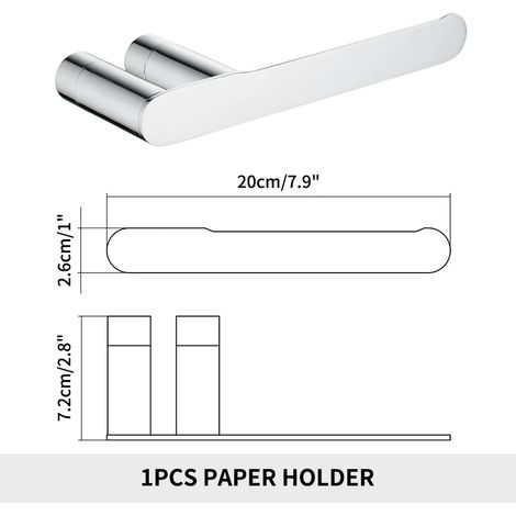 Porte-papier toilette A8 CH noir mat avec support pour téléphone, fixation murale, accessoire de salle de bain en acier inoxydable brossé doré. (1/5)