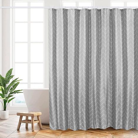 180x200 cm Rideau Douche, Rideau de Douche, Rideaux de Douche Polyester Lavable en Machine avec Ourlet Inférieur Lesté et 12 Crochets, Rideau
