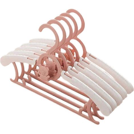 Lot de 5 cintres pour vêtements d'enfants, gain de place, pour le linge, les pantalons de bébé, extensibles et résistants au vent, pour placards de bébés garçons et filles et tout-petits.-pink (1/5)