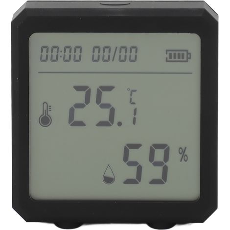 Thermomètre Hygromètre Connecté WiFi Écran LCD Alarme Intelligente Noir (1/5)