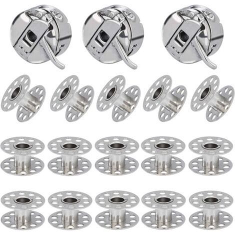3 Pièces Boîte à Canette pour Machine à Coudre, 15 Pièces Bobine en Métal, Compatible pour Singer Janome Brother Machine à Coudre Domestique Standard (1/5)