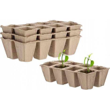 Set mit 3 Torftöpfen in Tabletts, 24,5 x 12,5 x 6 cm, GardenLine