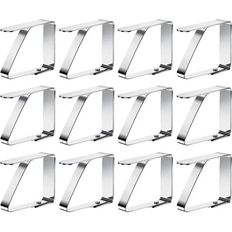 12 Tischdeckenclips aus Edelstahl, rutschfeste Tischdeckenclips, Tischdeckenclips für den Außenbereich für 0-3 cm dicke Gartentische (1/4)