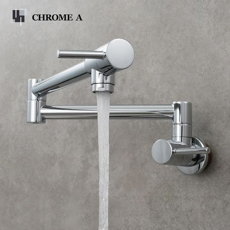 Robinet de cuisine pivotant en laiton doré brossé (Chrome A), robinet d'eau froide, robinet mural pivotant. (1/5)
