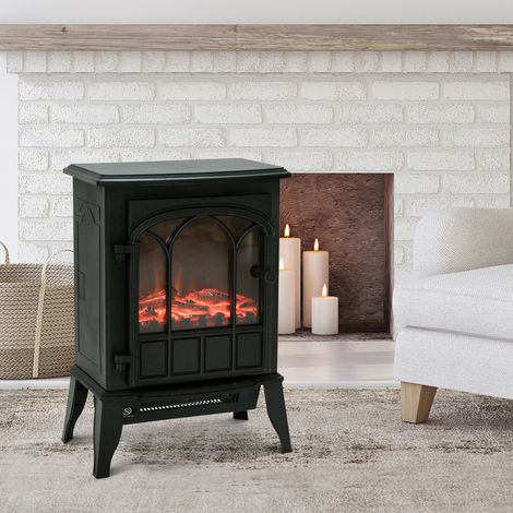 Chimenea Eléctrica 1000W/2000W Efecto de Llama Temperatura Ajustable y Protección Sobrecalentamiento para 15-30 ㎡ Negro (1/5)