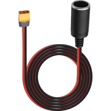 Adaptateur de prise allume-cigare mâle vers femelle XT60, câble allume-cigare 14 AWG pour moto, bateau, camping-car, système d'énergie solaire, 1,5 m (XT60 mâle 1,5 m) (1/5)